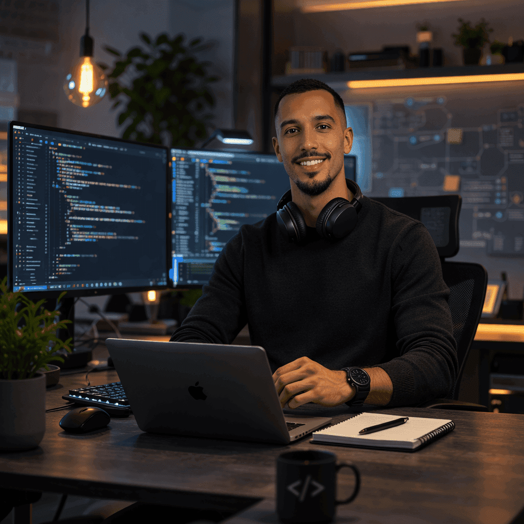 Hamza with his Laptop!